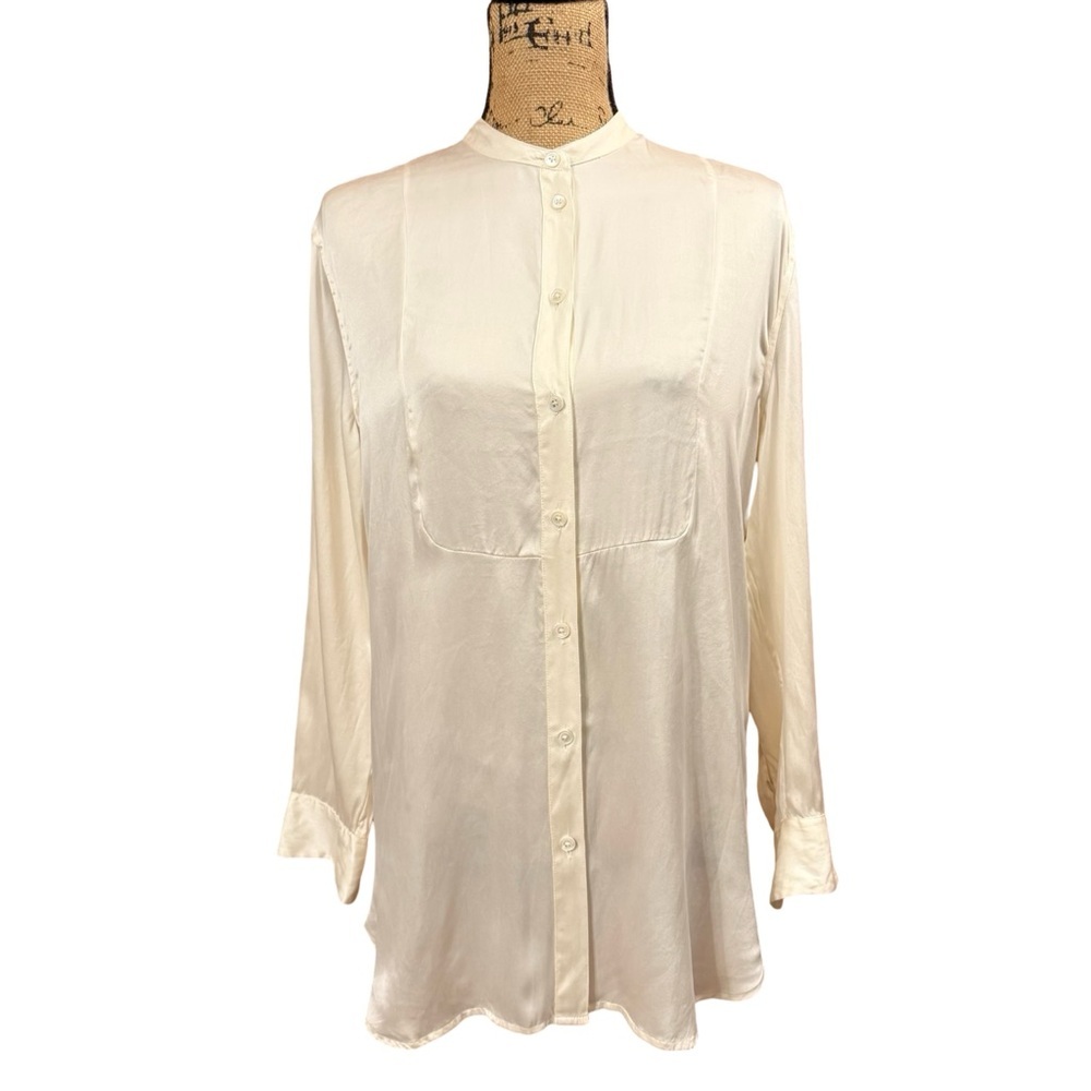 Equipment Femme Cream Tuxedo Style Blouse Size S